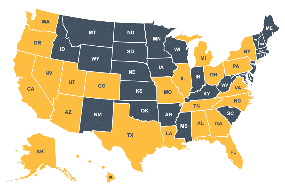 Frontline map of states serviced